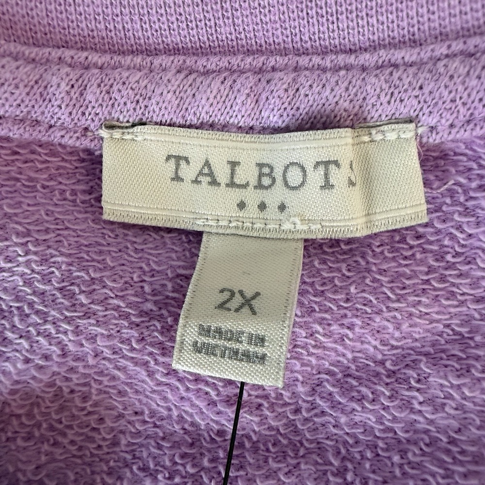 Talbots Tie-Dye Women's Sweatshirt Plus 2X Purple White Summer Cozy Pastel NEW - Picture 3 of 12